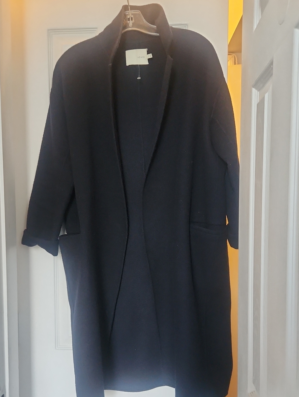 Minimalist Navy Open-Front Trench Coat